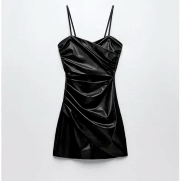 NWT ZARA Faux Leather Mini Dress Size: M - Picture 2 of 6